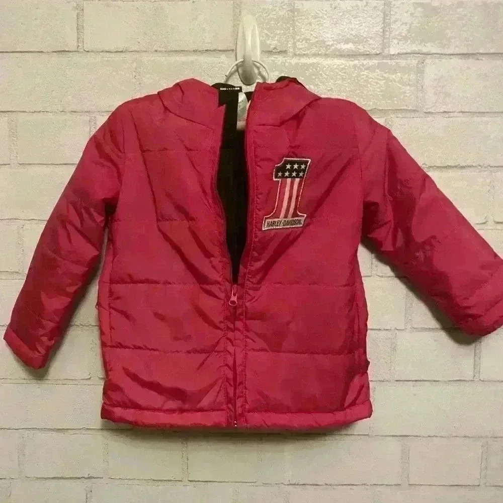 Harley Davidson pink toddler zip up jacket size 2T